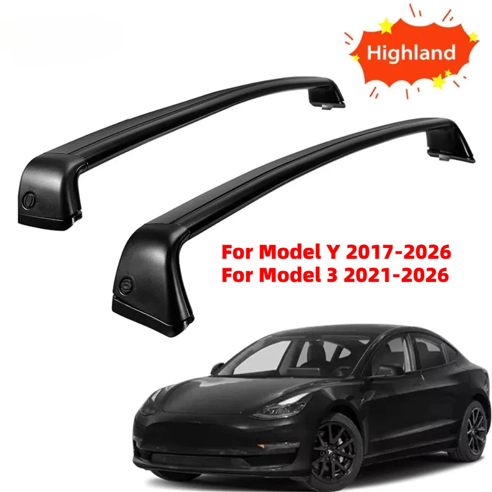 For Tesla Model Y / Model 3 2017-2026 Aluminum Transportation Tool Car Roof Cross Bars Rooftop Luggage Cargo Carrier Rack