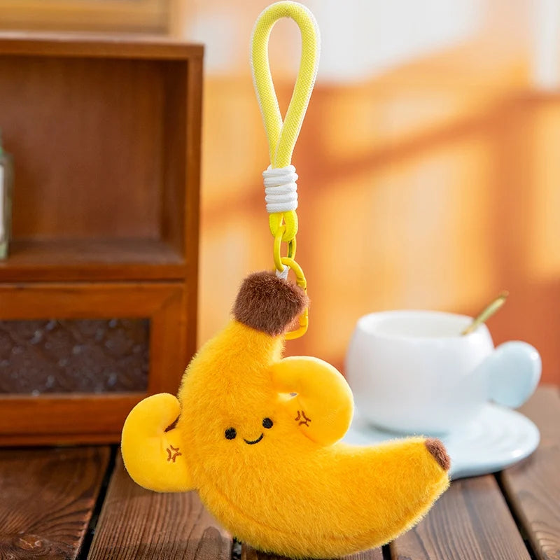 2026 New 12cm Cute Fruit Plush Keychain Avocado Banana Lemon Orange Kiwi Stuffed Doll Bag Pendant Car Hanging Charm Gift