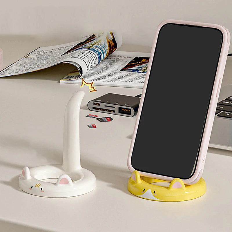 Cute And Sweet Cartoon Cat Mobile Phone Holder, Creative Desktop Mini Mobile Phone Holder, Can Be Used As A Decorative Ornament