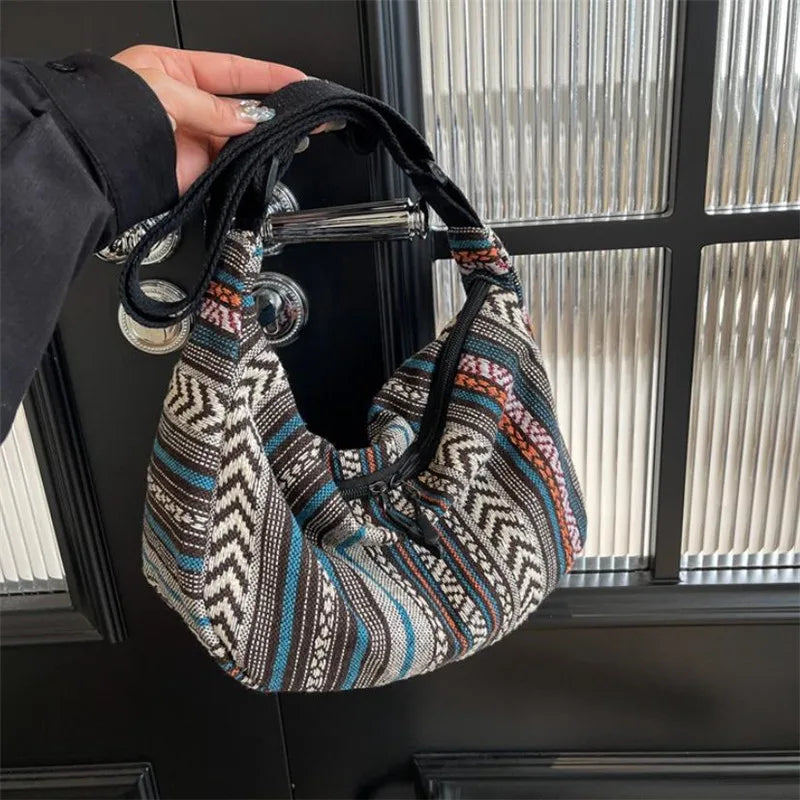 Crossbody Bags Tribal Style Shoulder Bag, Foldable Crossbody Striped Pattern, Flag Theme Hand Washable Edge Painted Lining 2026