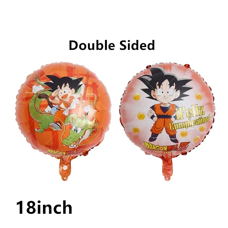 Dragoned Ball Z Balloons Happy Birthday Banner Goku Vegeta Ballons Party Decoration Plate Disposable Tableware Cake Topper Toy