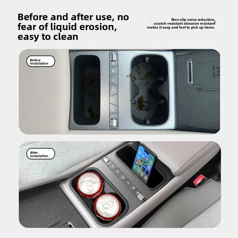 Central Water Cup Holder for BYD ATTO 3 EVO 2026 2Pcs Storage Box TPE Shock-Absorbing Car Tidying Accessories