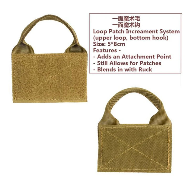 Tactical Backpack Vest Patch Molle Adapter Panel Hook And Ring Converter With Attached ID Patch DIY Patch Bag