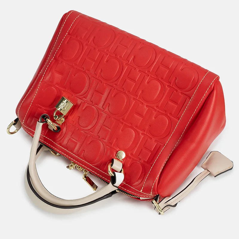 CH Women Handbag Embossed Leather Tote Bag Fashion Shoulder Bag Top Handle Purse Crossbody Bag Casual Work Travel Bag