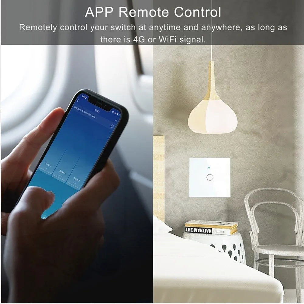 AXUS EU WiFi Smart Light Switches Touch Switch RF433 No Neutral Wire Work With Tuya Smart Life App Control Alexa Google Home
