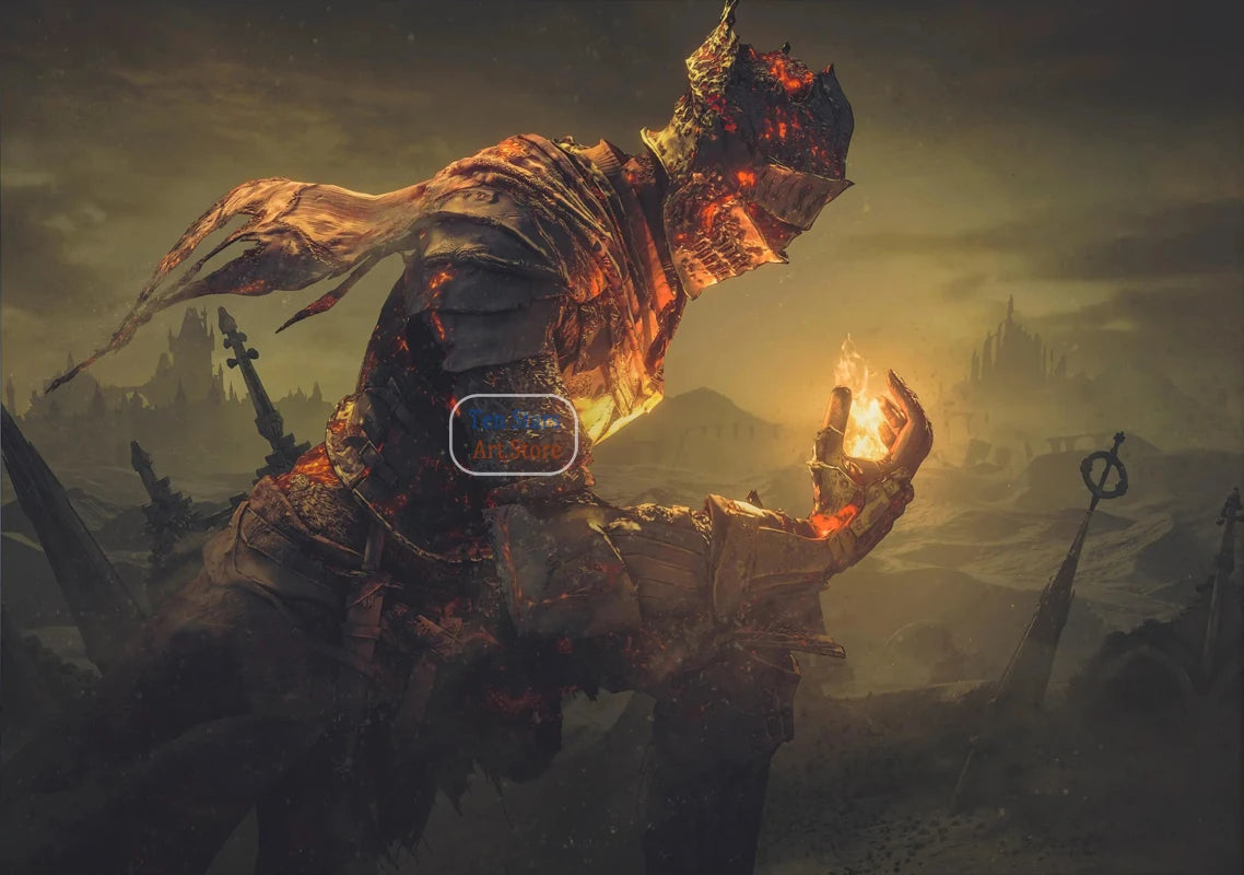 Dark Souls Fantasy Art Video Game Warrior Knight Dark Souls 3 Gaming Poster Canvas Painting Wall Pictures Home Gaming Room Decor