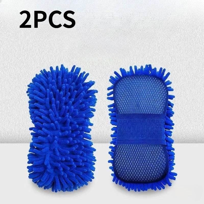 1/2pcsMicrofiber Car Cleaning Sponge  Tool for Auto, Home, and Motorcycle - Gentle on Surfaces, Removes Dirt and Grime with Ease
