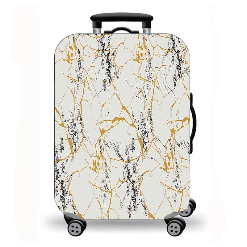 Luggage Cover, Gold Foil Marble Fluid Butterfly Print Stretch Suitcase Protector, Luxury Abstract Design for Travel