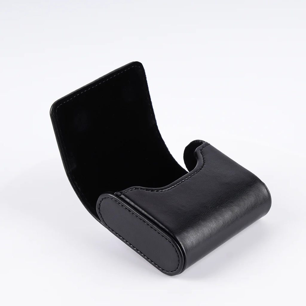 JIALAI High Grade Magnetic Earphone Storage Box Lining Flocking Compact Flip Cover for Wireless Earbuds, Black Textured PU Case