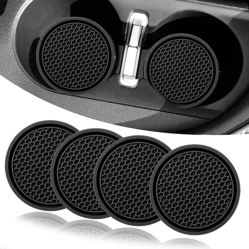 4PCS/Set Universal Anti-Slip Silicone Car Cup Holder Inserts Black Mat Coaster Universal Fit for Most Cars Car Accessories