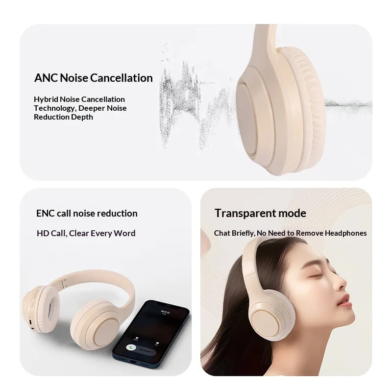 Newest Lenovo Wireless Headphones Bluetooth Earphones Foldable Headset Helmets with Mic Support TF-Card Noise Reduction Earbuds