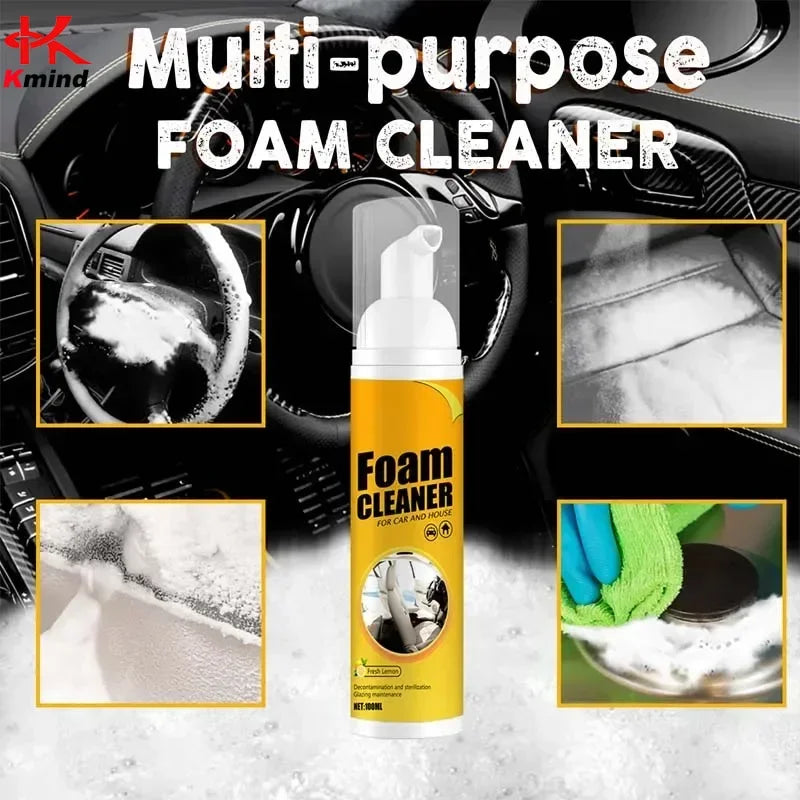KMIND Car Interior Foam Cleaner 60ml/150ml Multi-Purpose All-in-One Cleaner for Leather Seats, Upholstery, Dashboard & Carpet