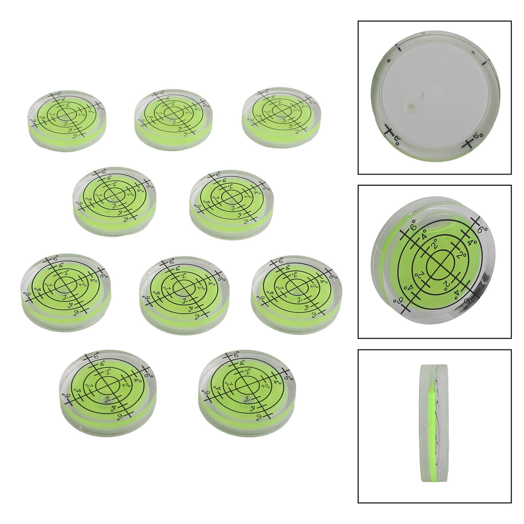 10 Pieces 32*7mm Translucent Round Bubble Level Gauge For Spirit Degree Mark Measure Meter LCD Mount Frame Carpentry Tools
