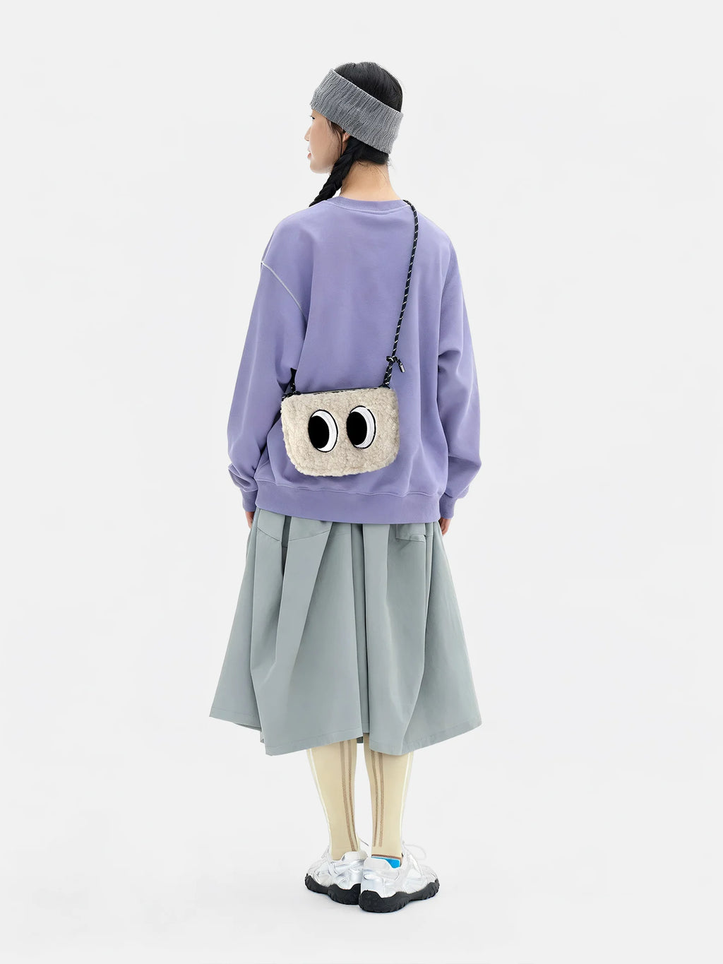 Lightweight Cute  Rice Ball Plush Earphone Bag Crossbody Phone Pouch for Young Girls Cartoon Style Polyester