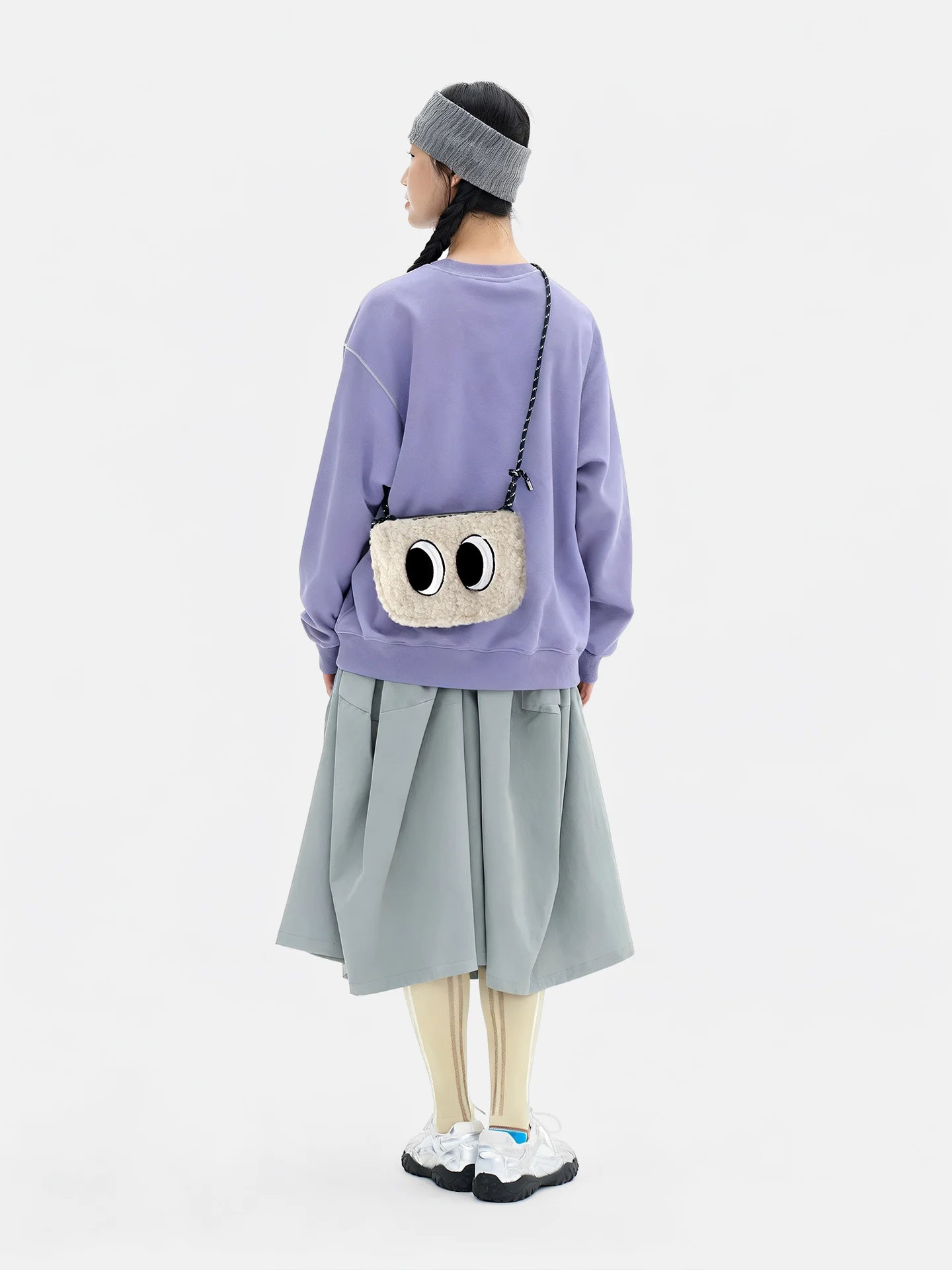 Lightweight Cute  Rice Ball Plush Earphone Bag Crossbody Phone Pouch for Young Girls Cartoon Style Polyester