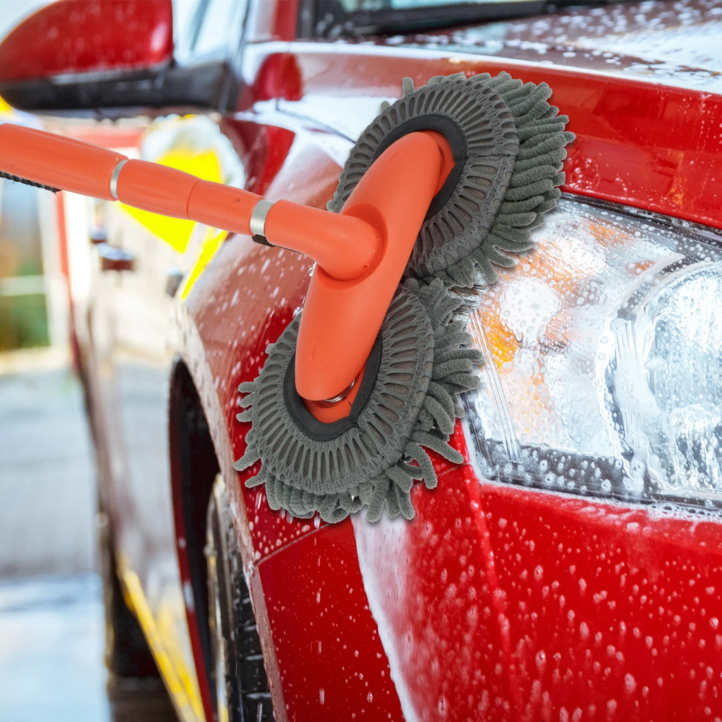 Extendable Microfiber Car Wash Brush Mop Kit with Long Handle 360° Rotating Chenille Car Cleaning Mitt Supplies for Car RV SUV