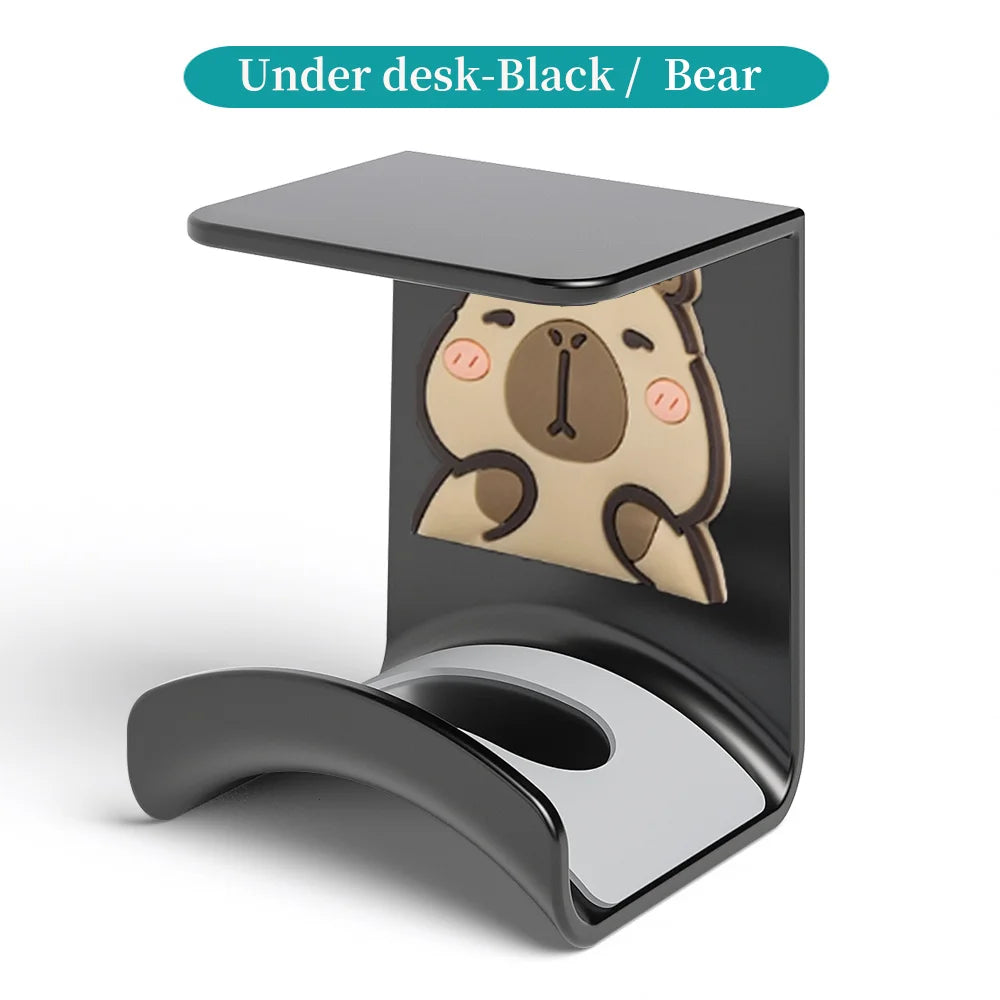 Universal Headphone Stand No Punching Plastic Wall Mount Hanger Under Desk Headset Rack Holder Support for Gaming Earphone