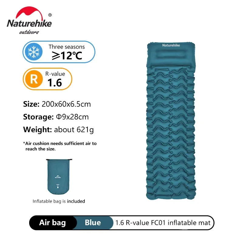 Naturehike Inflatable Mattress Camping Mattress Air Mattress Ultralight Outdoor Sleeping Pad Folding Bed Hiking Sleeping Mat
