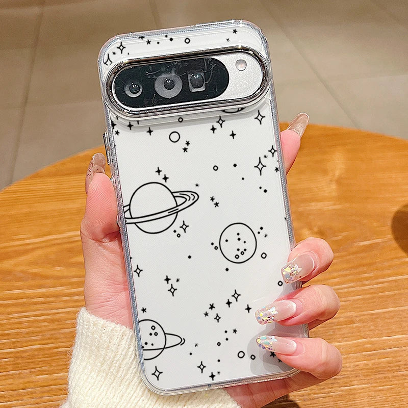 Stars Pattern Clear TPU Phone Case For Google Pixel 10 9 8 7 Pro Pixel 9 10 Pro XL 7A 8A 9A Shockproof Soft Silicone Back Cover