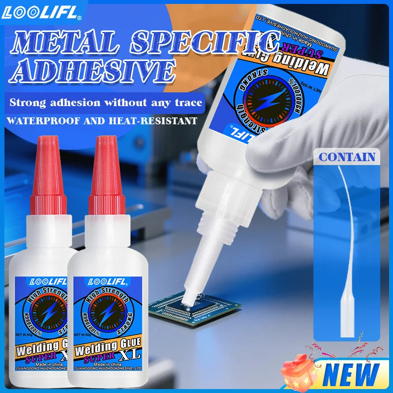 LOOLIFL 50g Transparent High-Strength Super Glue - Oil-Based Instant Repair Glue, Trace-Free & Fast-Drying, Free Dropper