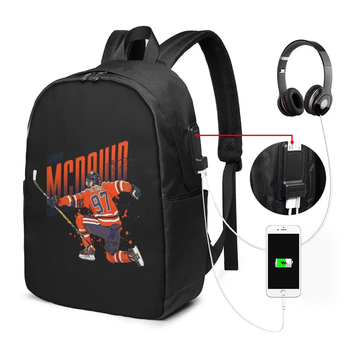 Connor McDavid  For Edmonton Oilers Fans Backpack Travel Notebook Bag Computer College Student School Bag Laptop Shoulder Bags