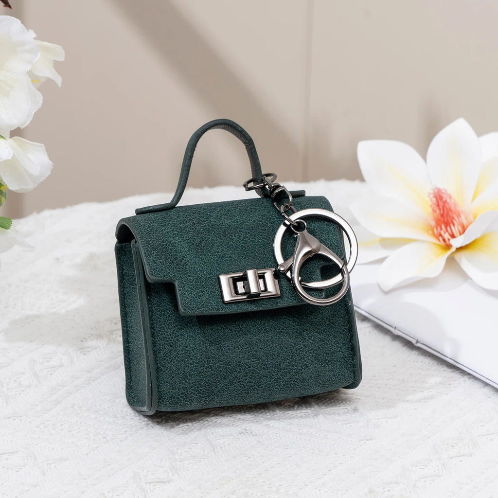 Vintage Suede Mini Handbag Charm Multi-use Airpod Storage Bag Ornament