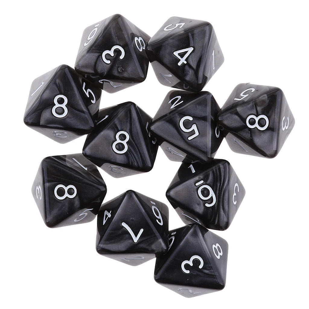 10pcs RPG DND Polyhedral Dice Set D10 D8 – Board Game Multi-sided Dice / 10 dés polyédriques RPG DND D10 D8 – Jeux de société multi-faces