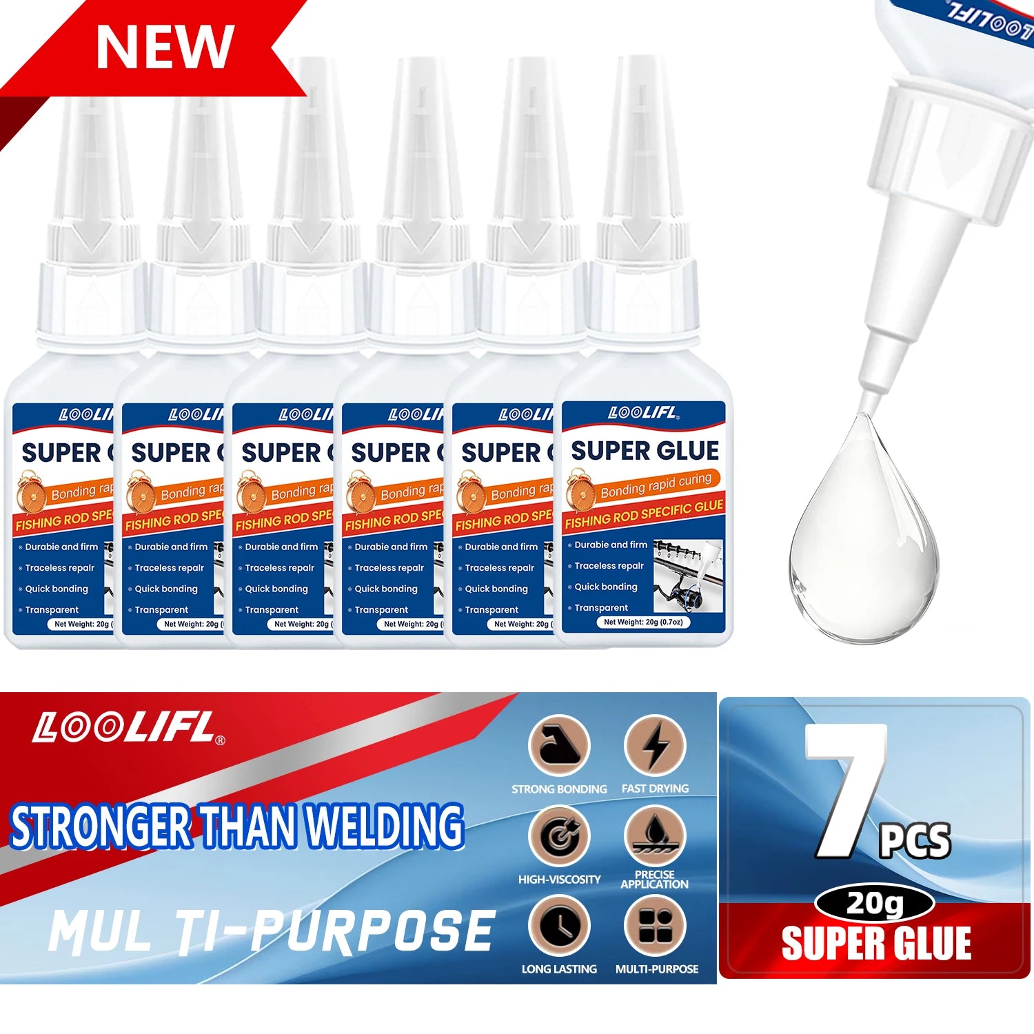 Super Glue extra strong 20g Universal Quick-drying Instant Cyanoacrylate Adhesive Leather RubberWood Metal Bond Liquid Glue Tool