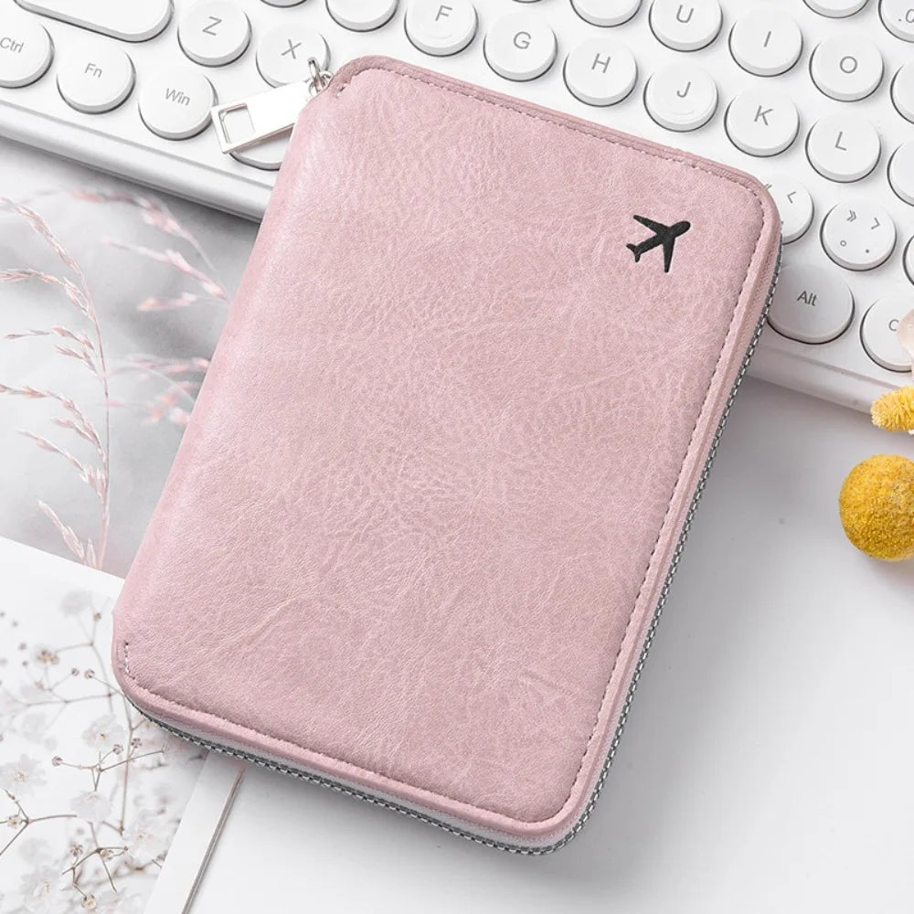 Fashionable Large Capacity ID Passport Case Zippered PU Leather Travel Passport Holder Credit Card Case Travel