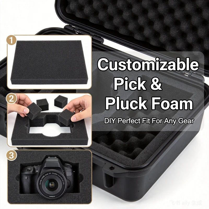 1PC Hard Carry Case Hardware Tool Box Waterproof Shockproof Pre-Cut Sponge Storage Case Camera Equipment Protective Box Organize