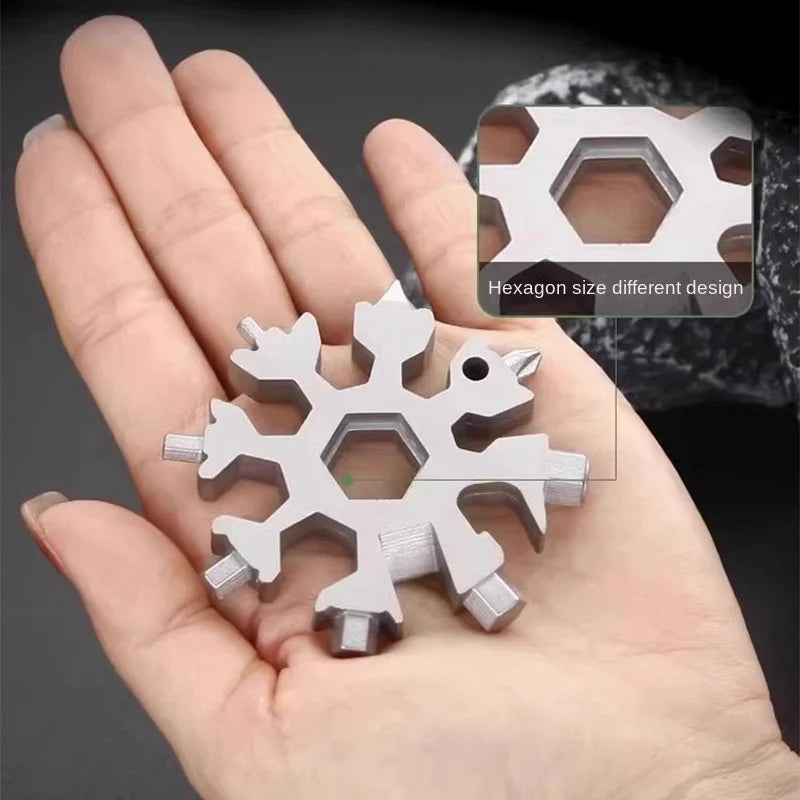 4233 Multifunctional Snowflake Wrench Keychain Portable Hexagon Thick High Carbon Steel Octagonal Mini Universal Wrench Tool