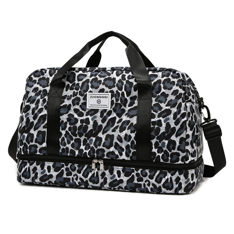 Leopard Printing Travel Bag Large Capacity Sports Gym Bag With Independent Shoe Compartment Weekend overnight Duffel Bag