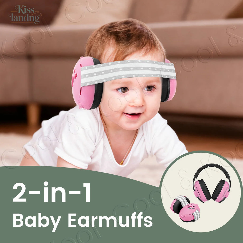 2-in-1 Portable Baby Ear Earmuffs, Travel & Outdoor Noise Cancelling Headphones for On-the-Go Comfort