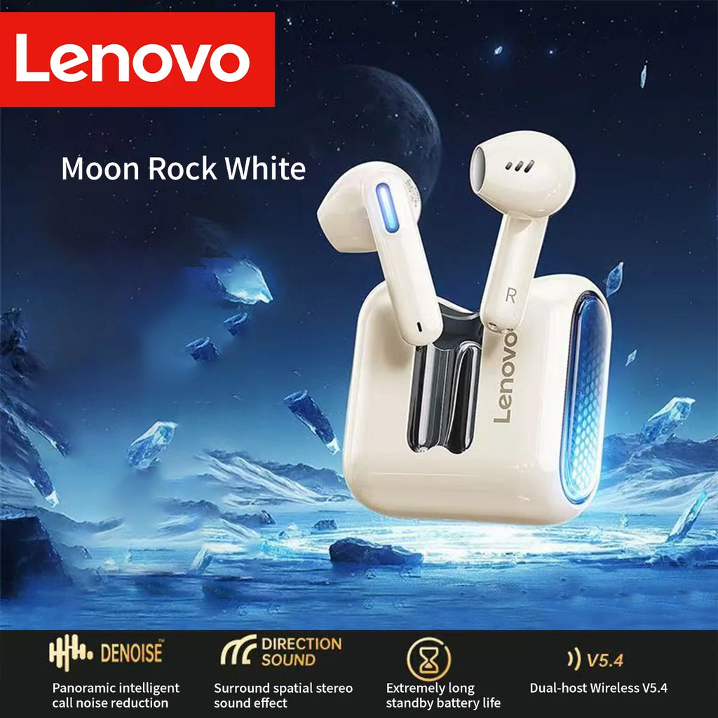 Lenovo EA189 Bluetooth 5.4 Wireless Earbuds LED Transparent Charging Case HiFi Stereo Sports Headphones Noise Reduction Headset