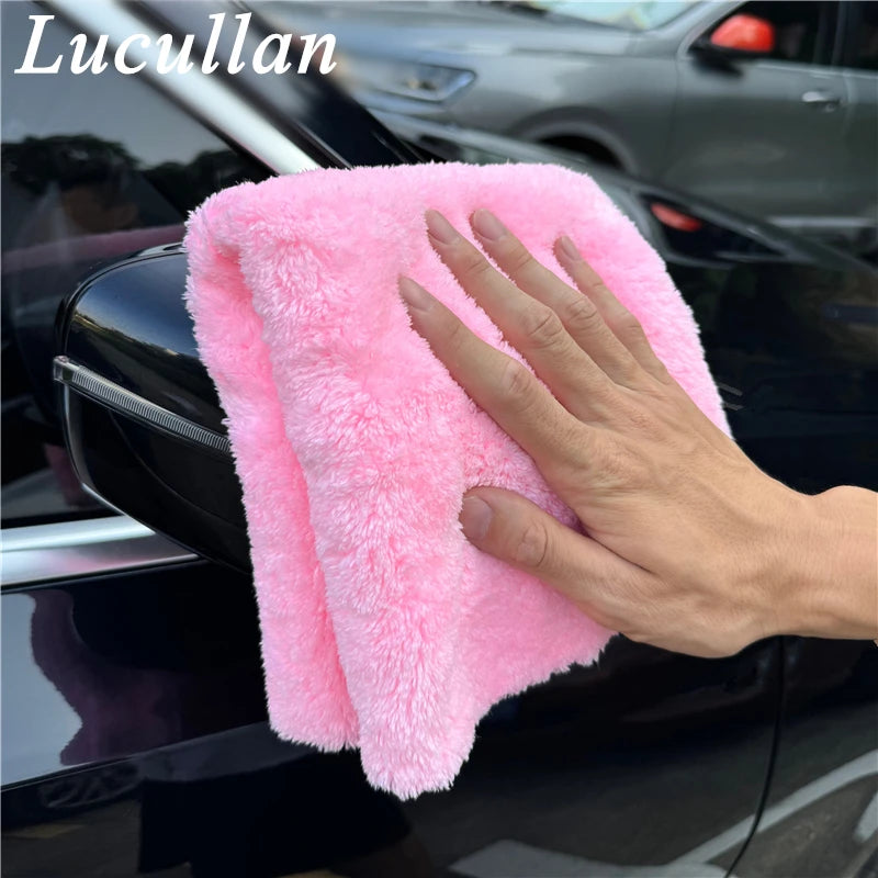 Lucullan 30/70 Super Glory Edgeless Plush Microfiber Towel 40x40cm 600GSM Cloths For Polishing Buffing Finishes Car Wash