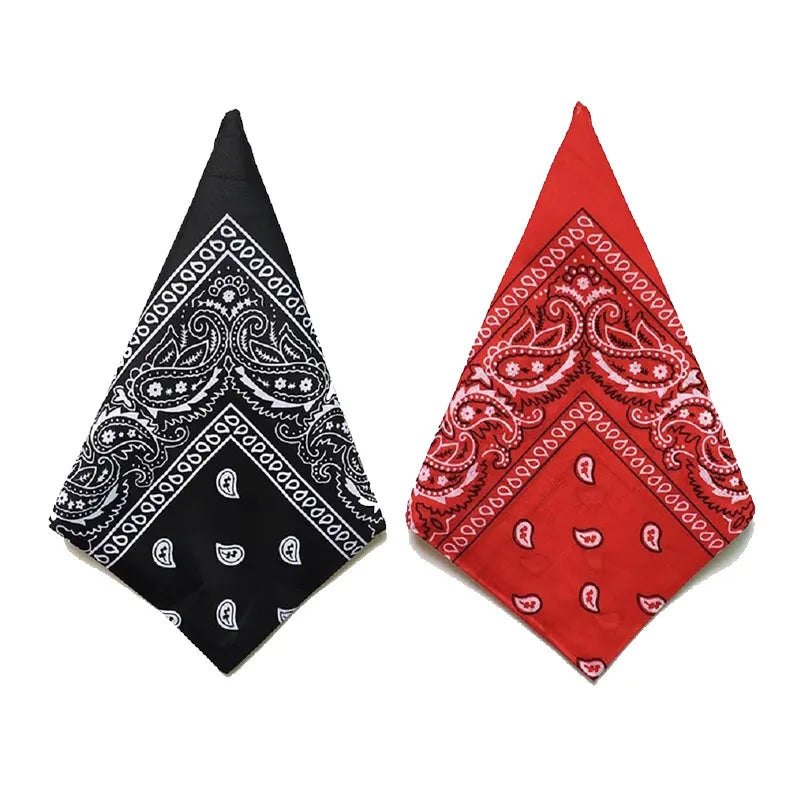 1/2PCS Fashion Hip Hop 100% Cotton Bandana Square Scarf 55cm*55cm Black Red Paisley Headband Printed For Women/Men/Boys/Girls