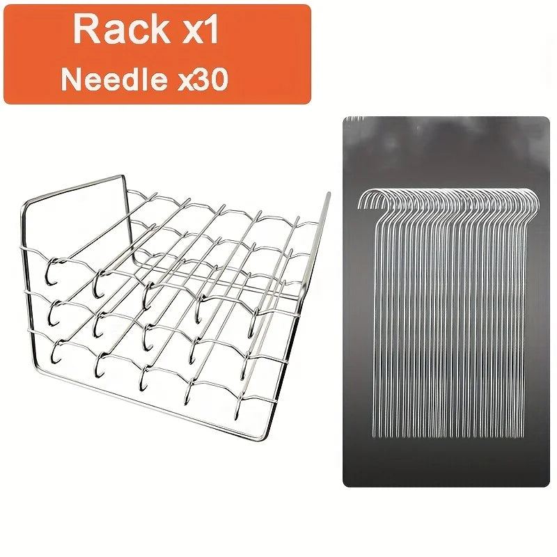 Rectangle Baking Tray Skewer Air Fryer Stainless Steel Grill Rack Detachable String Grill Barbecue Skewer  Airfryer Cooking Rack