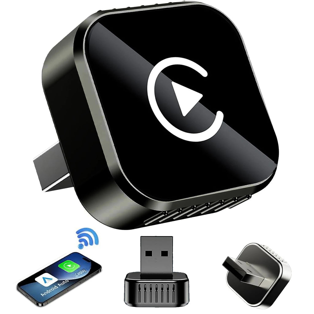 Wireless CarPlay Adapter, CarPlay & Android Auto Wireless Dongle, 5GHz WiFi, Plug & Play, for Factory Wired CarPlay Cars