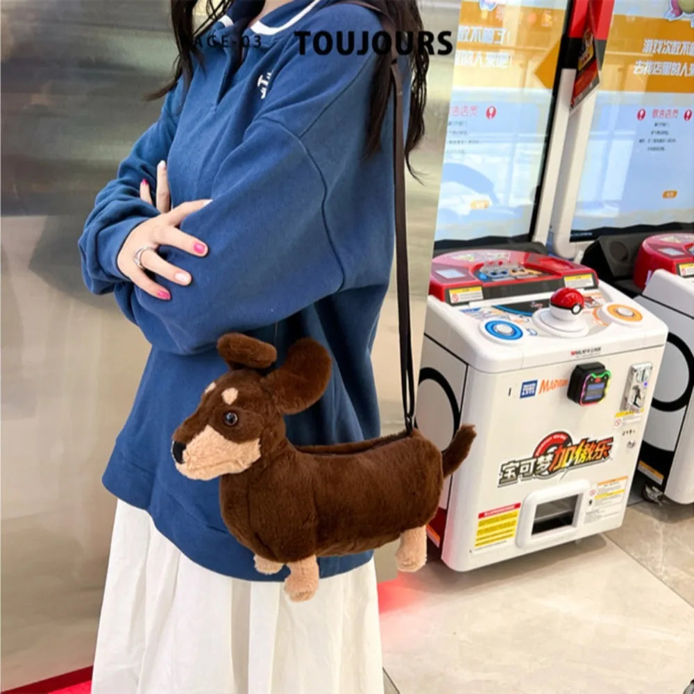 Cartoon Bag Plush Cute Puppy New Shoulder Bag  Cute Plush Crossbody Bag Women Children's Bag