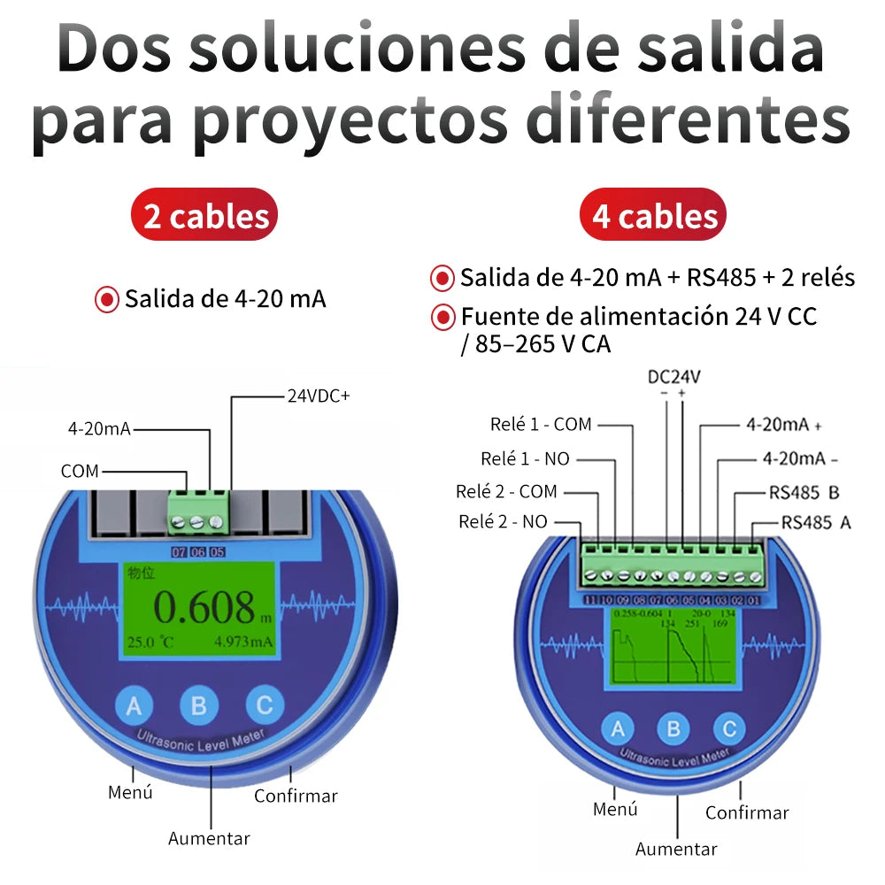 Non-Contact Ultrasonic Level Meter Ultrasonic Level Transmitter Contactless Ultrasonic Sensor for Water Tanks Industrial Tanks and Containers Output 4-20 Ma or Rs485 Level Control