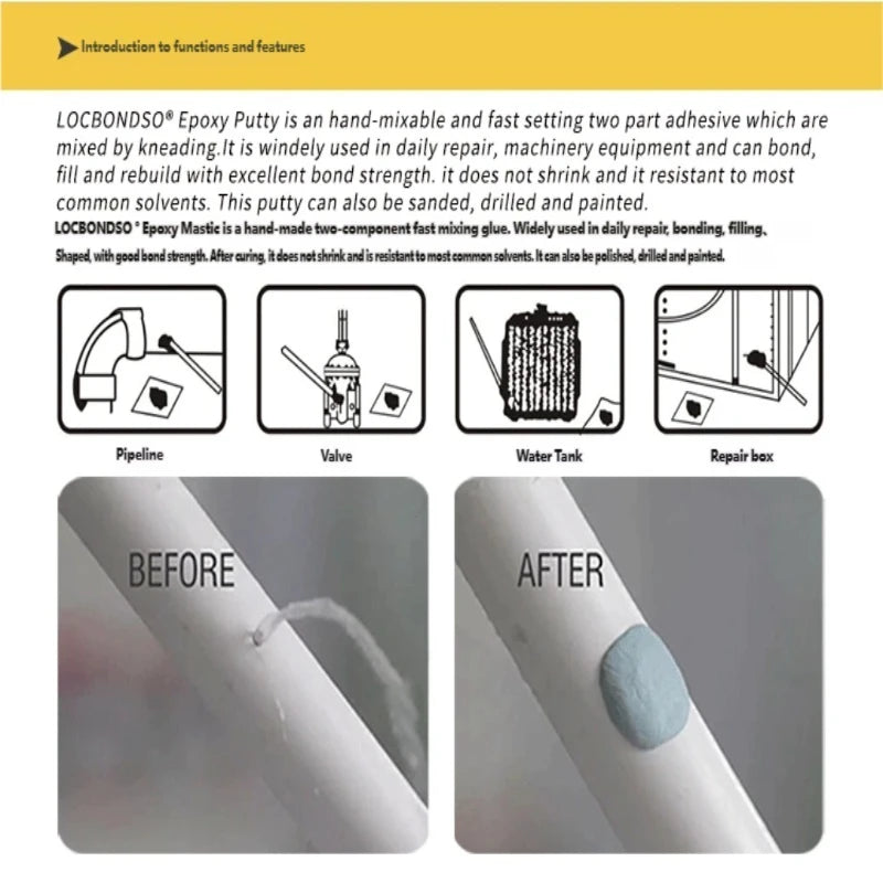 Epoxy Putty  Two-component Sealant, Leak Repair for Kitchen Bathroom, Adhesive for Hardware & Tool Fixing