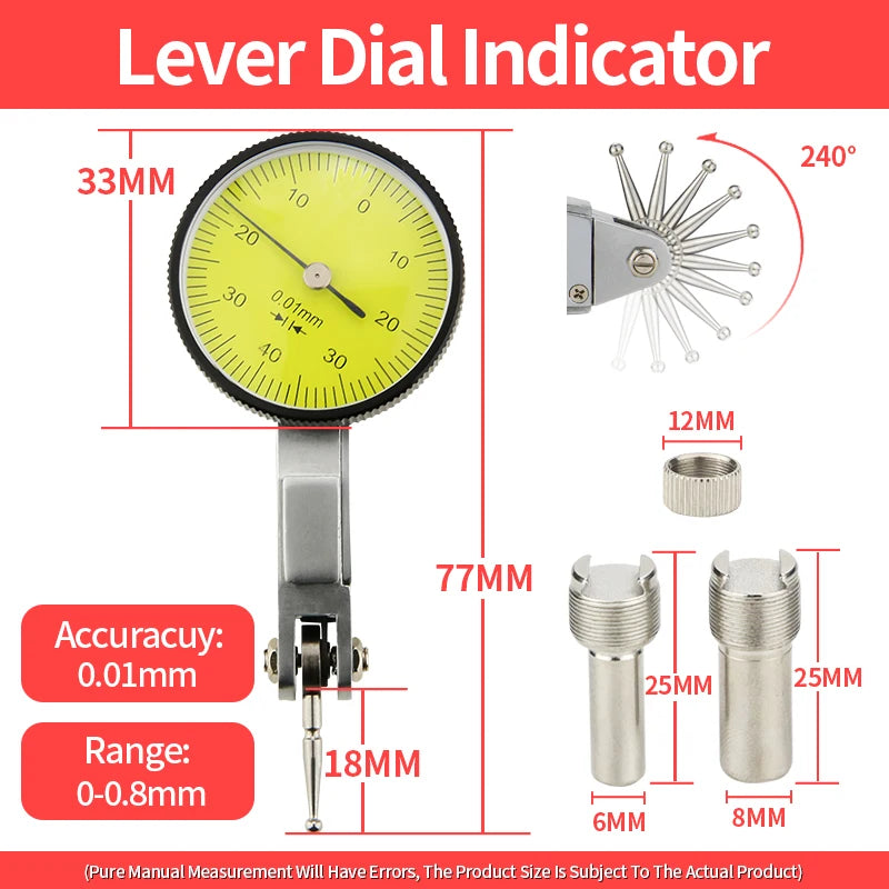 Dial Indicator Magnetic Base Holder Stand Micrometer Measuring Tools Lever Dial Gauge Precision Indicators Measurement Tool