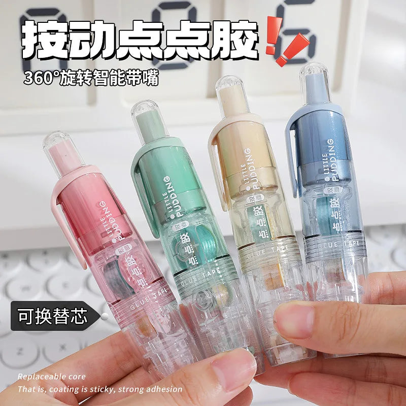 3PCS DIY Scrapbooking Glue Tape Pen Shape Press Type Double Sided Adhesive Dot Glue School Office