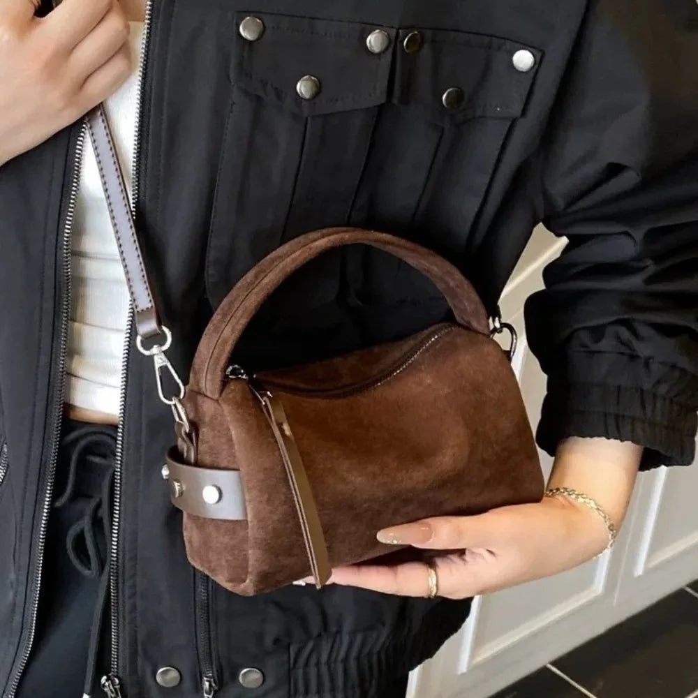 Luxury Mini Size Shoulder Bag Frosted Surface PU Leather Pillow Bag Matte Suede Women's Handbag Daily Use