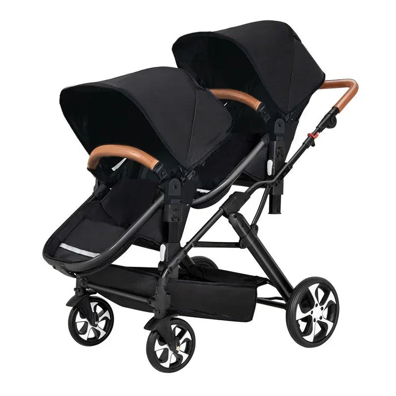 High landscape baby stroller for twins, suitable for folding four wheeled baby strollers for two children NEW 2025 kids car