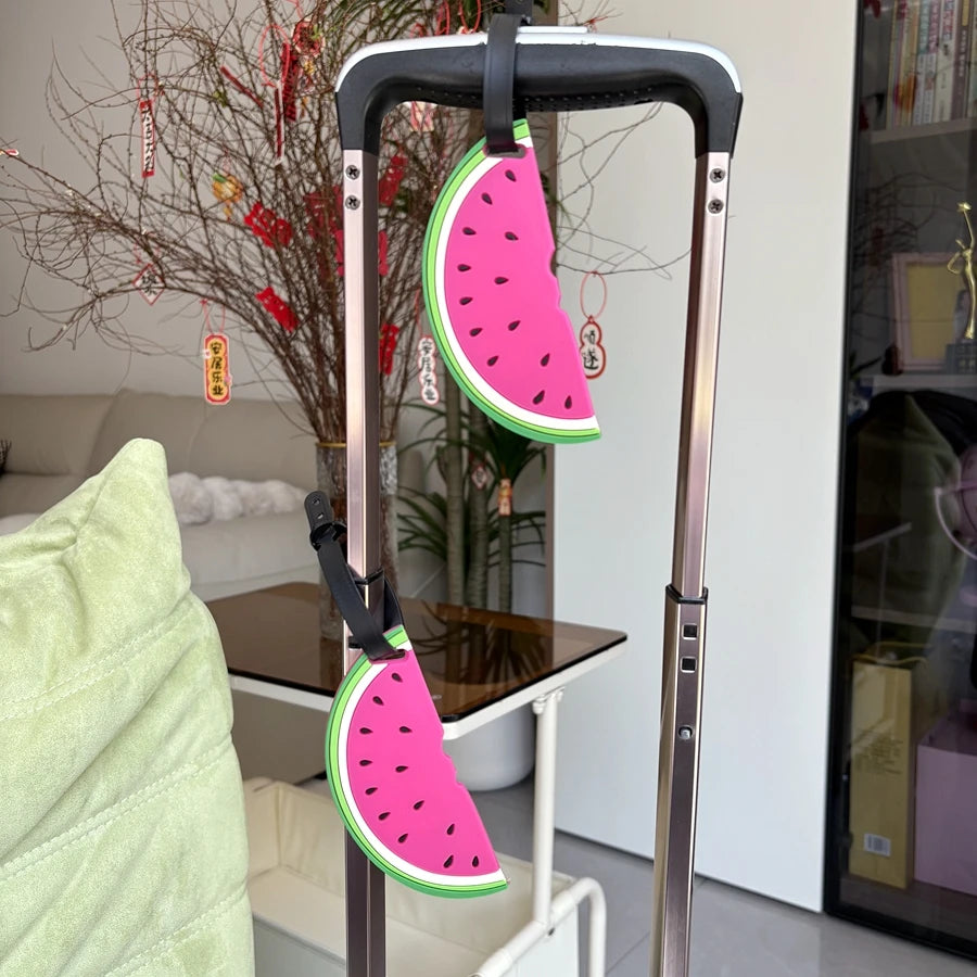 1/2pcs vacation style red watermelon luggage tag pendant luggage accessories for business trips, airport luggage, anti loss ID t