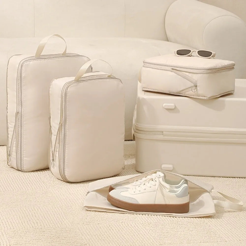 4pcs/set Large Capacity Luggage Compartment Packing Bag Lightweight Multifunctional Travel Storage Bag Cloth Separate