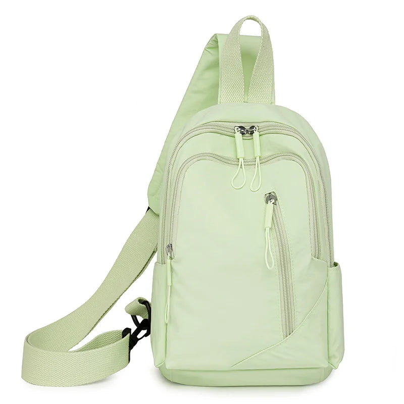New Solid Color Casual Crossbody Bag Lightweight Waterproof Nylon Unisex Shoulder Sling Backpack Large Capacity Travel Bag