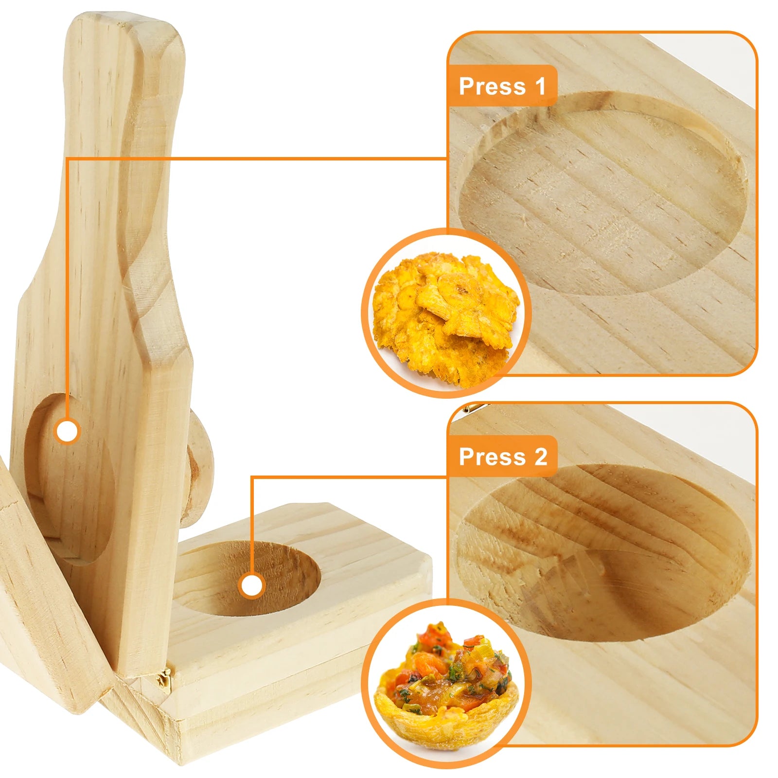 Wooden Banana Press Tostonera Plantain Press Food Roller Tool Multi-layer Banana Cake Meatball Press Plate Kitchen Banana Gadget