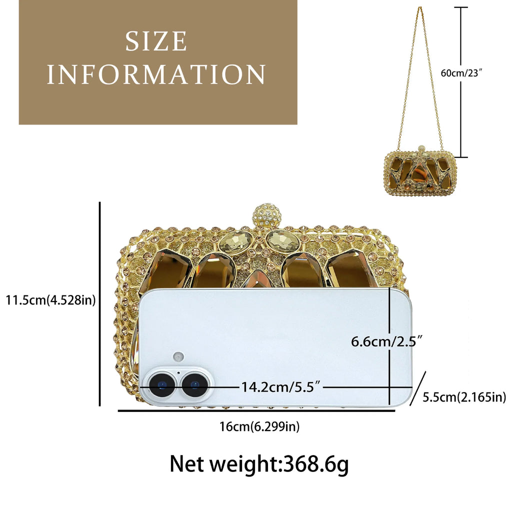 New Glass Diamond Clutch for Women, Exquisite French Rhinestone Evening Handbag, Luxury Lightweight Chain Bag for Formal Party